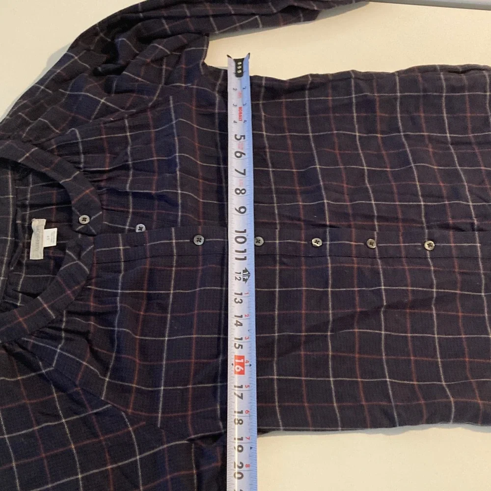 Outerknown Organic Cotton Flannel Jumpsuit Navy Plaid Long Sleeve Small
